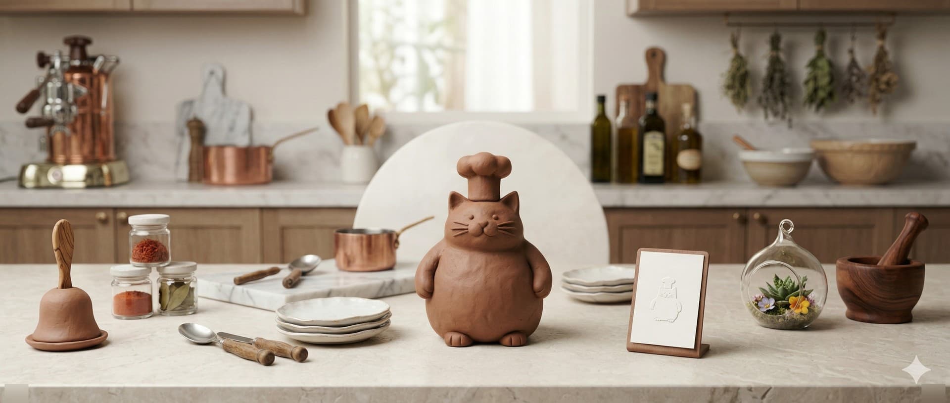 Meowchelin — watercolor kitchen illustration