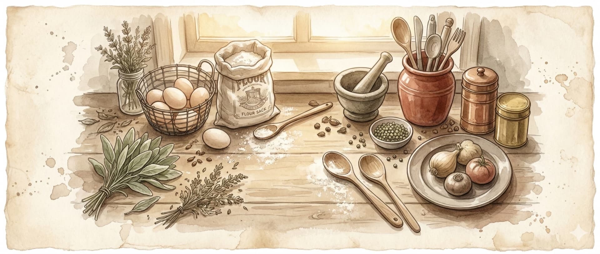 Meowchelin — watercolor kitchen illustration
